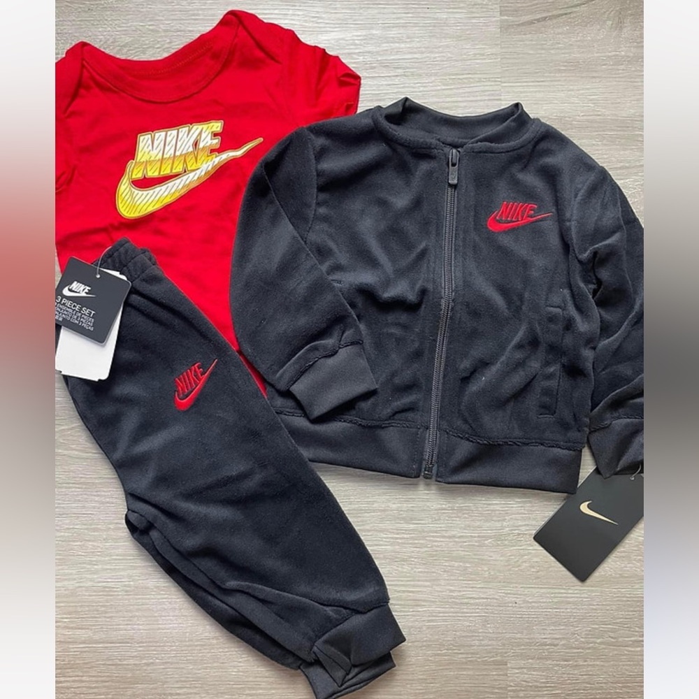 Nike Baby Boy 3 Piece Velour Jumpsuit & Onesie